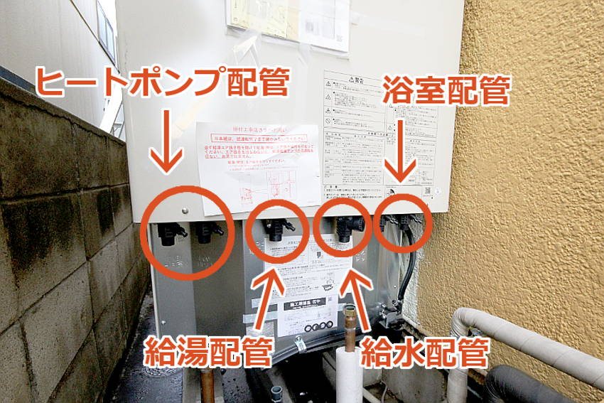 新しく取り替える配管接続部分